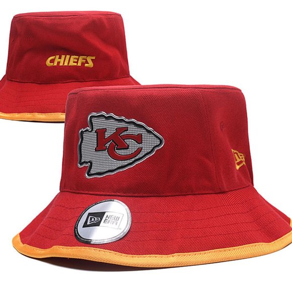 Kansas City Chiefs Red Cotton Bucket Hat Fishing Hat Adult Size Large/X-Large - Picture 1 of 1
